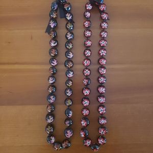 2 Painted Hawaiian Kukui Nut Lei